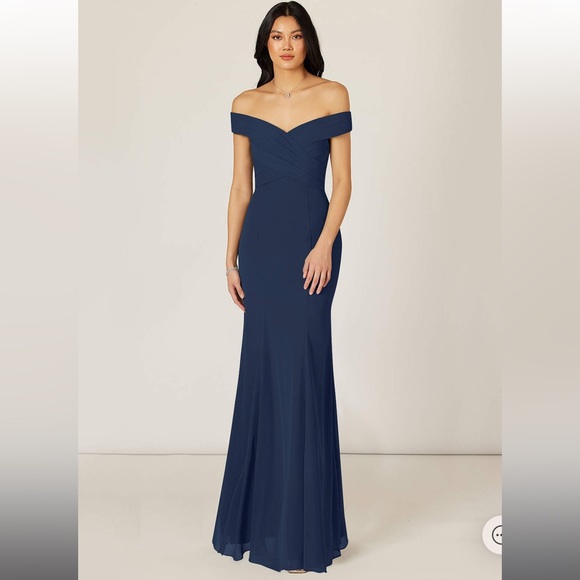 Azazie A0 Lecia Dark Navy Bridesmaid Dress - Picture 1 of 12